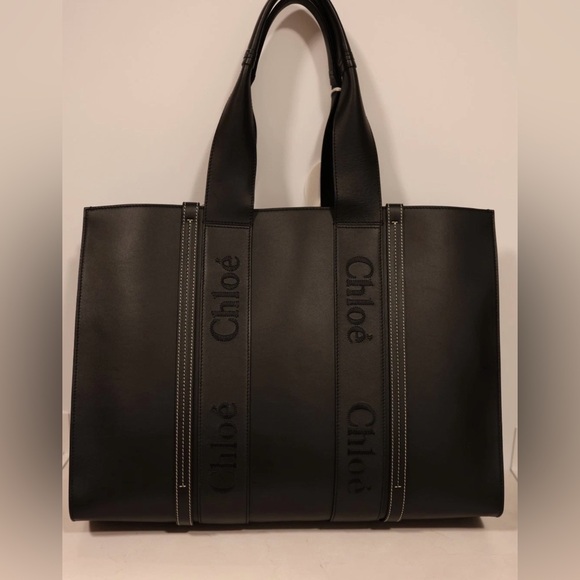 Chloé Large Woody Tote - Black Leather NWT + Box - Picture 2 of 7